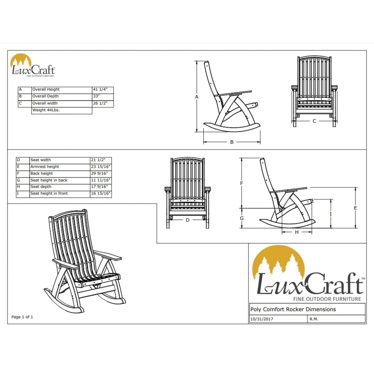 LuxCraft Poly Comfort Rocking Chair