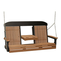 Thumbnail for LuxCraft 5' Classic Highback Poly Porch Swing With Flip Down Center Console