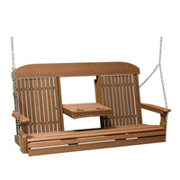 Thumbnail for LuxCraft 5' Classic Highback Poly Porch Swing With Flip Down Center Console