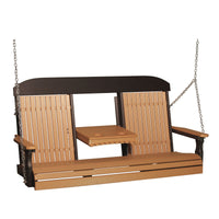 Thumbnail for LuxCraft 5' Classic Highback Poly Porch Swing With Flip Down Center Console