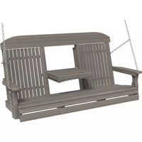 Thumbnail for LuxCraft 5' Classic Highback Poly Porch Swing With Flip Down Center Console