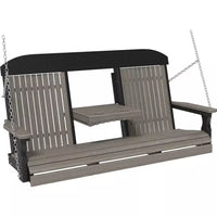 Thumbnail for LuxCraft 5' Classic Highback Poly Porch Swing With Flip Down Center Console