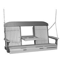 Thumbnail for LuxCraft 5' Classic Highback Poly Porch Swing With Flip Down Center Console