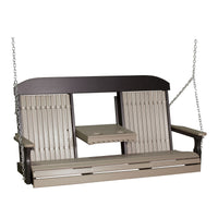 Thumbnail for LuxCraft 5' Classic Highback Poly Porch Swing With Flip Down Center Console