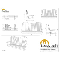 Thumbnail for LuxCraft 5' Poly Adirondack Porch Swing With Flip Down Center Console