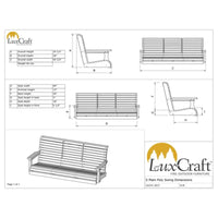 Thumbnail for LuxCraft 5' Plain Poly Outdoor Porch Swing With Flip Down Center Console