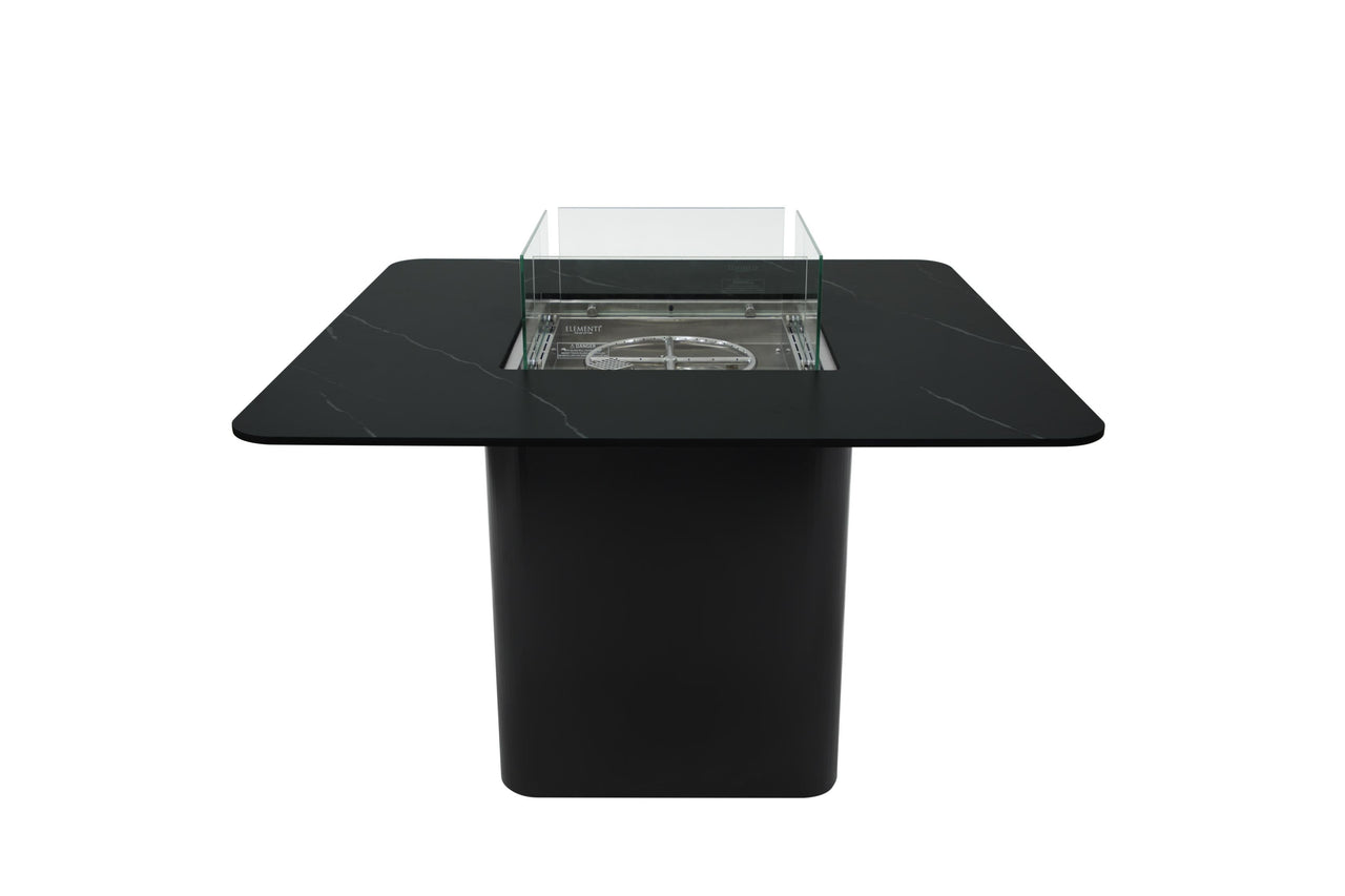 Elementi Plus Brugge Marble Porcelain Fire Pit Dining Table