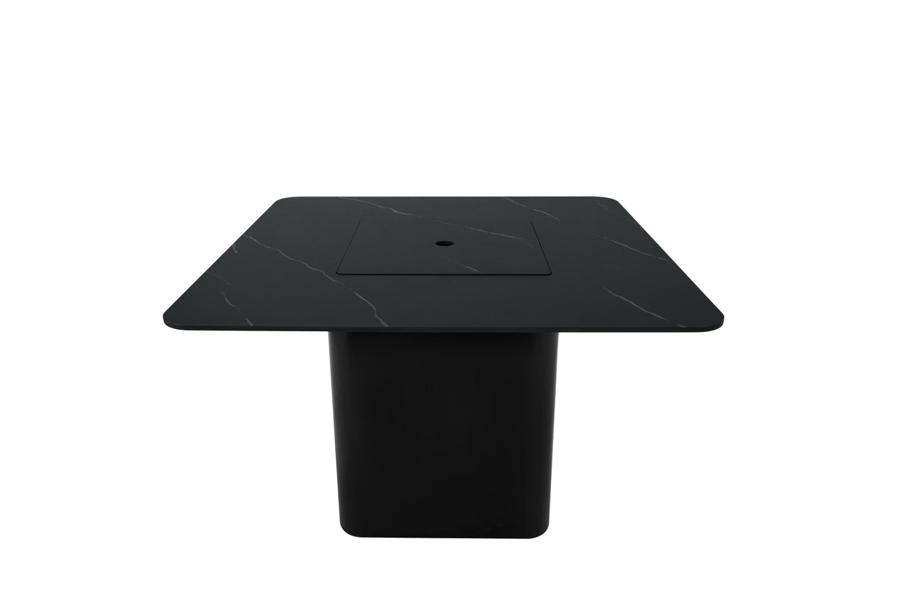 Elementi Plus Brugge Marble Porcelain Fire Pit Dining Table