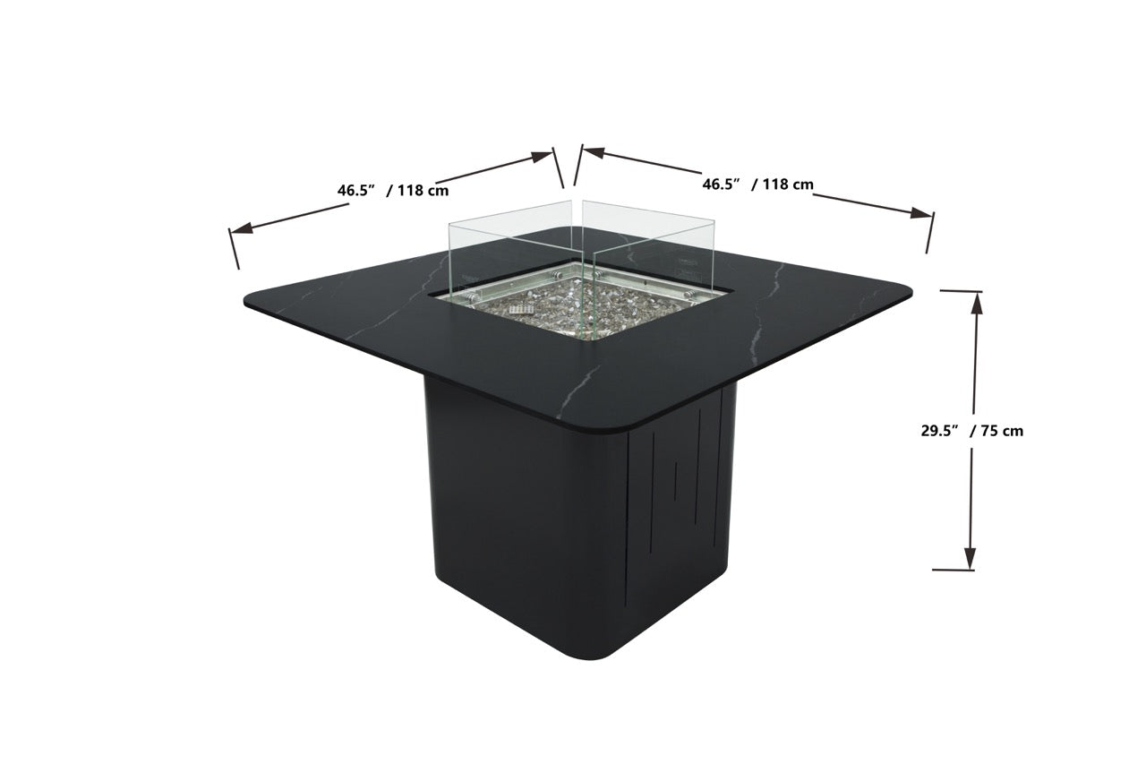Elementi Plus Brugge Marble Porcelain Fire Pit Dining Table