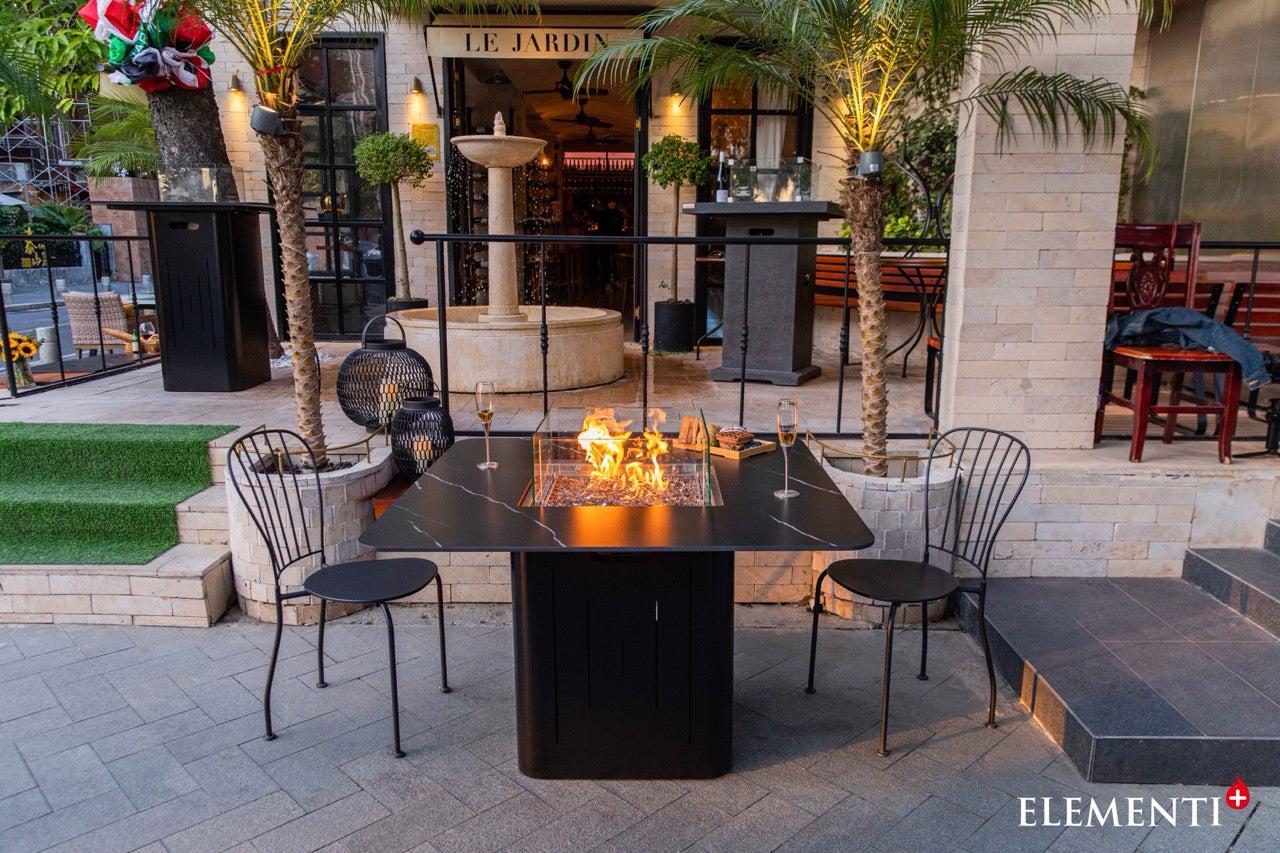 Elementi Plus Brugge Marble Porcelain Fire Pit Dining Table