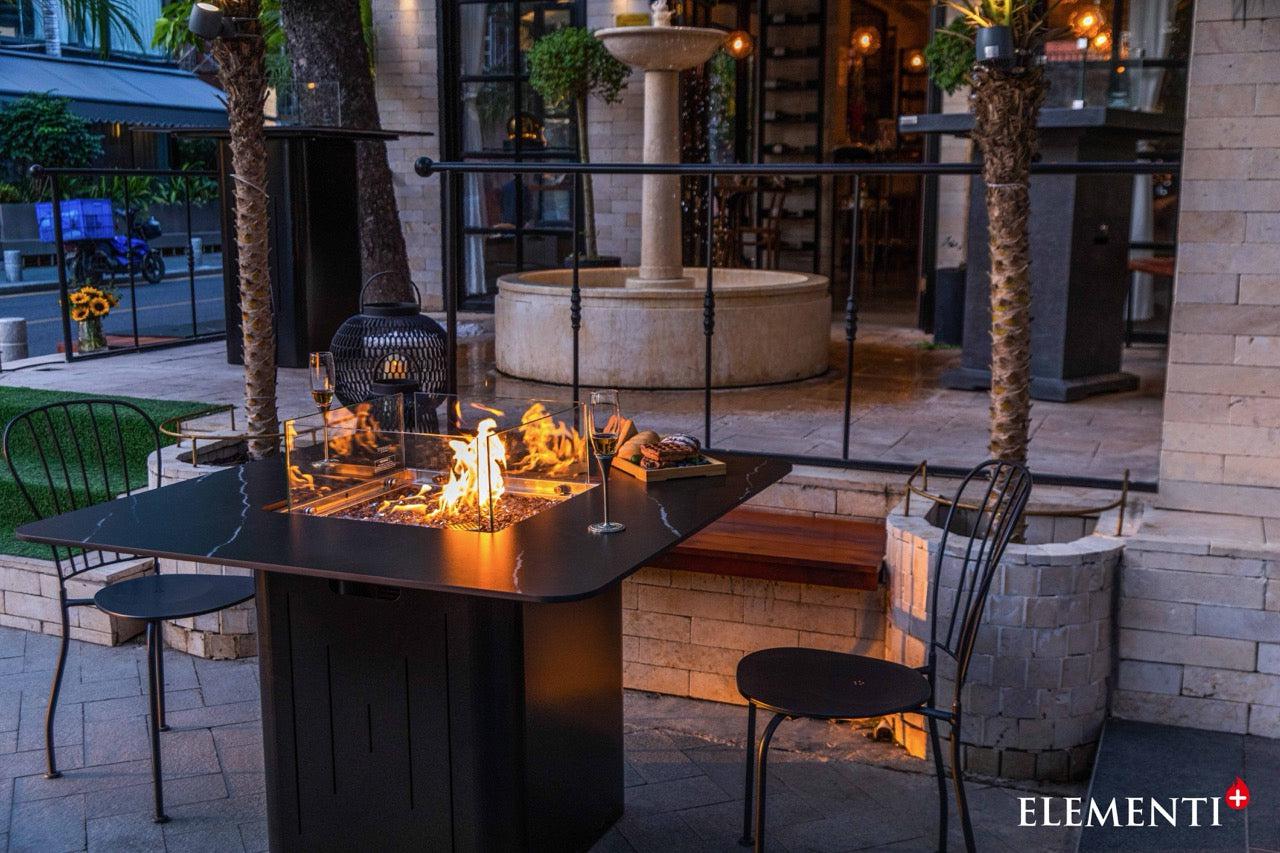 Elementi Plus Brugge Marble Porcelain Fire Pit Dining Table
