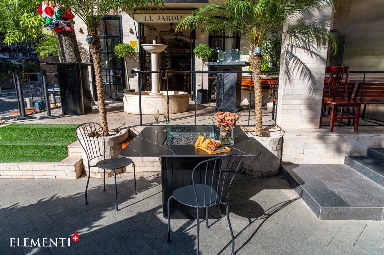 Elementi Plus Brugge Marble Porcelain Fire Pit Dining Table