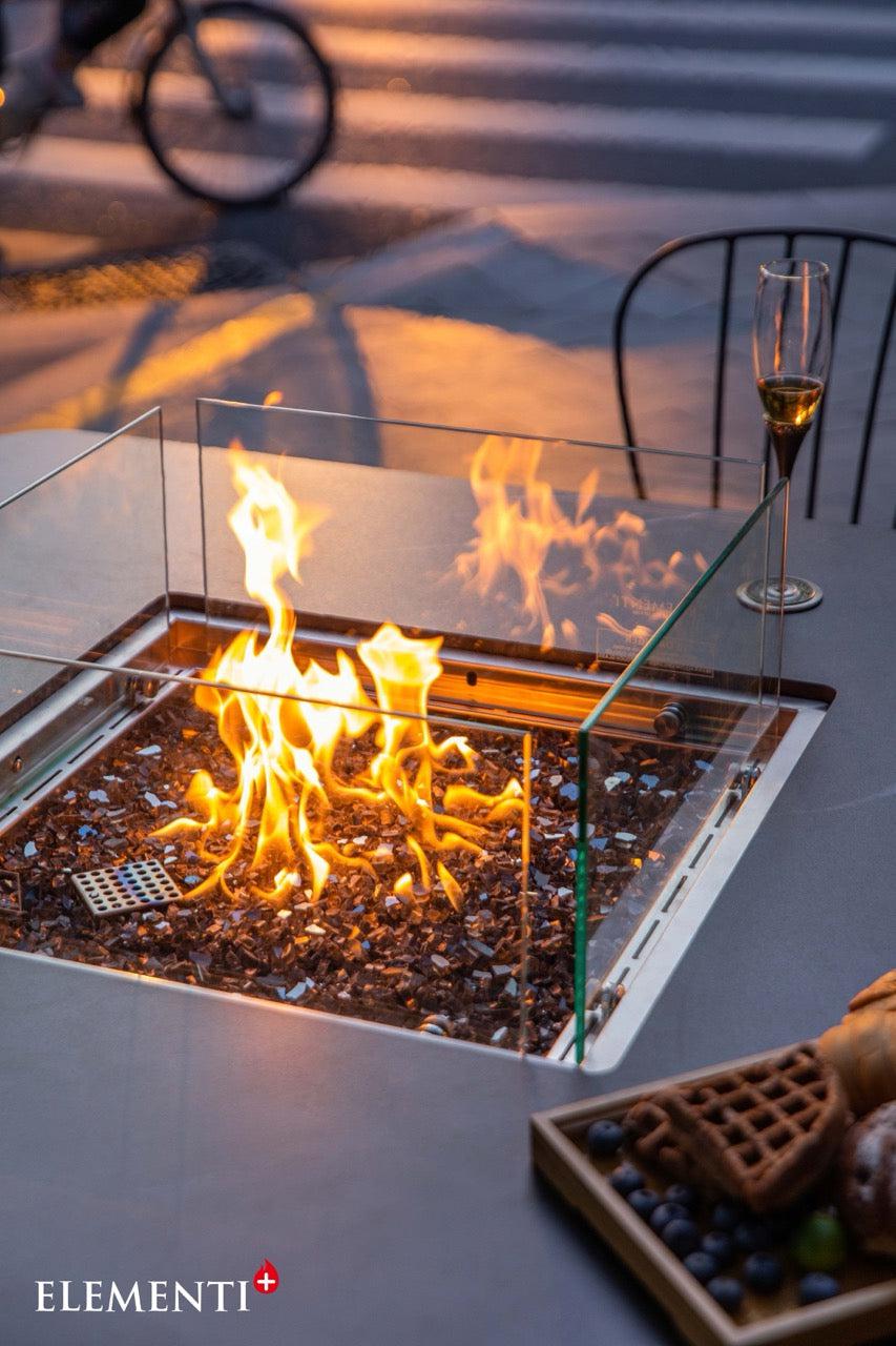 Elementi Plus Brugge Marble Porcelain Fire Pit Dining Table