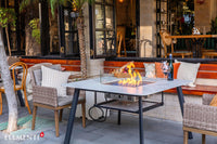 Thumbnail for Elementi Plus Helsinki Marble Porcelain Fire Pit Dining Table