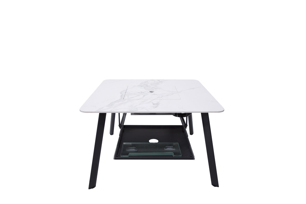 Elementi Plus Helsinki Marble Porcelain Fire Pit Dining Table
