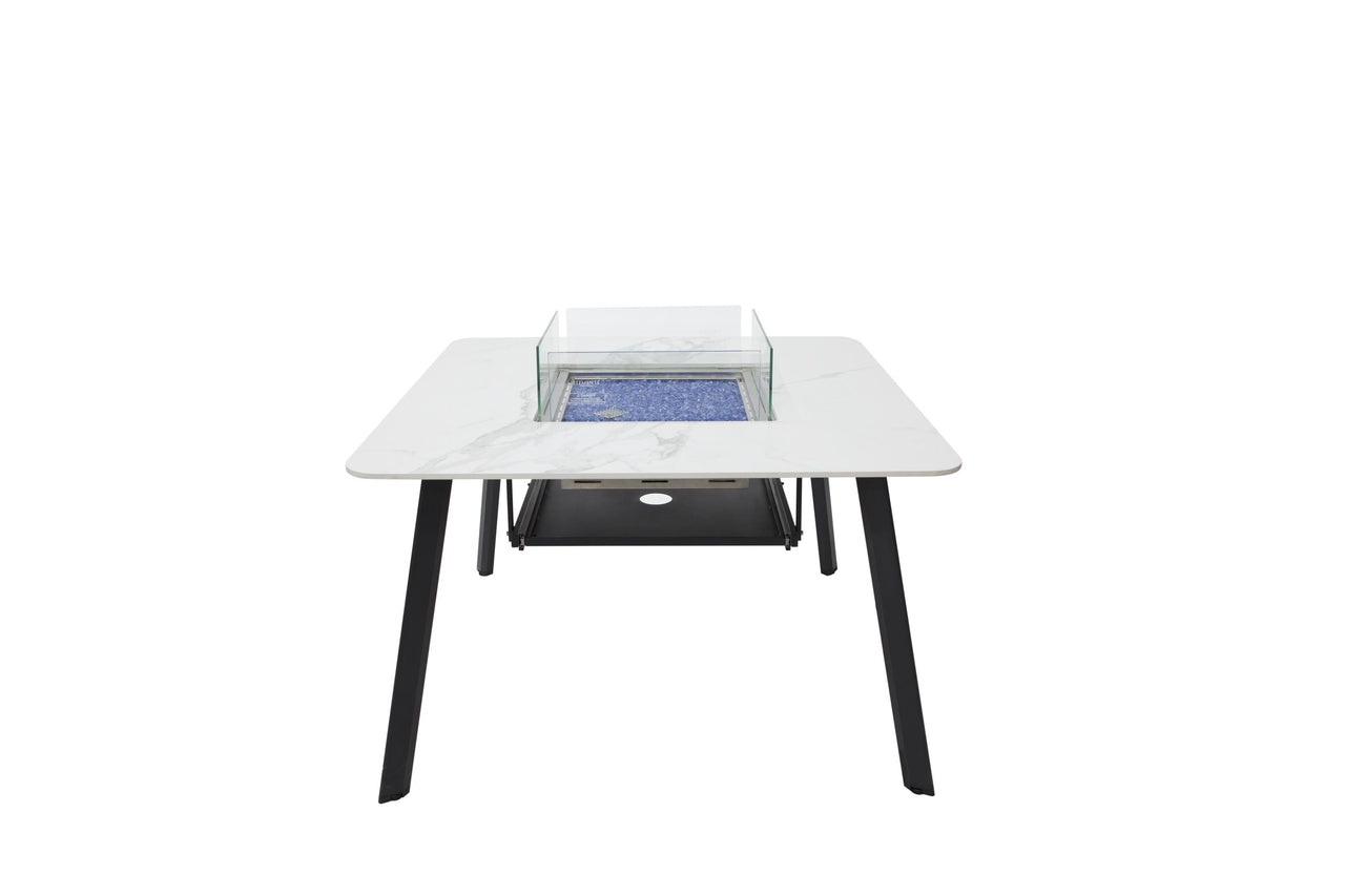 Elementi Plus Helsinki Marble Porcelain Fire Pit Dining Table