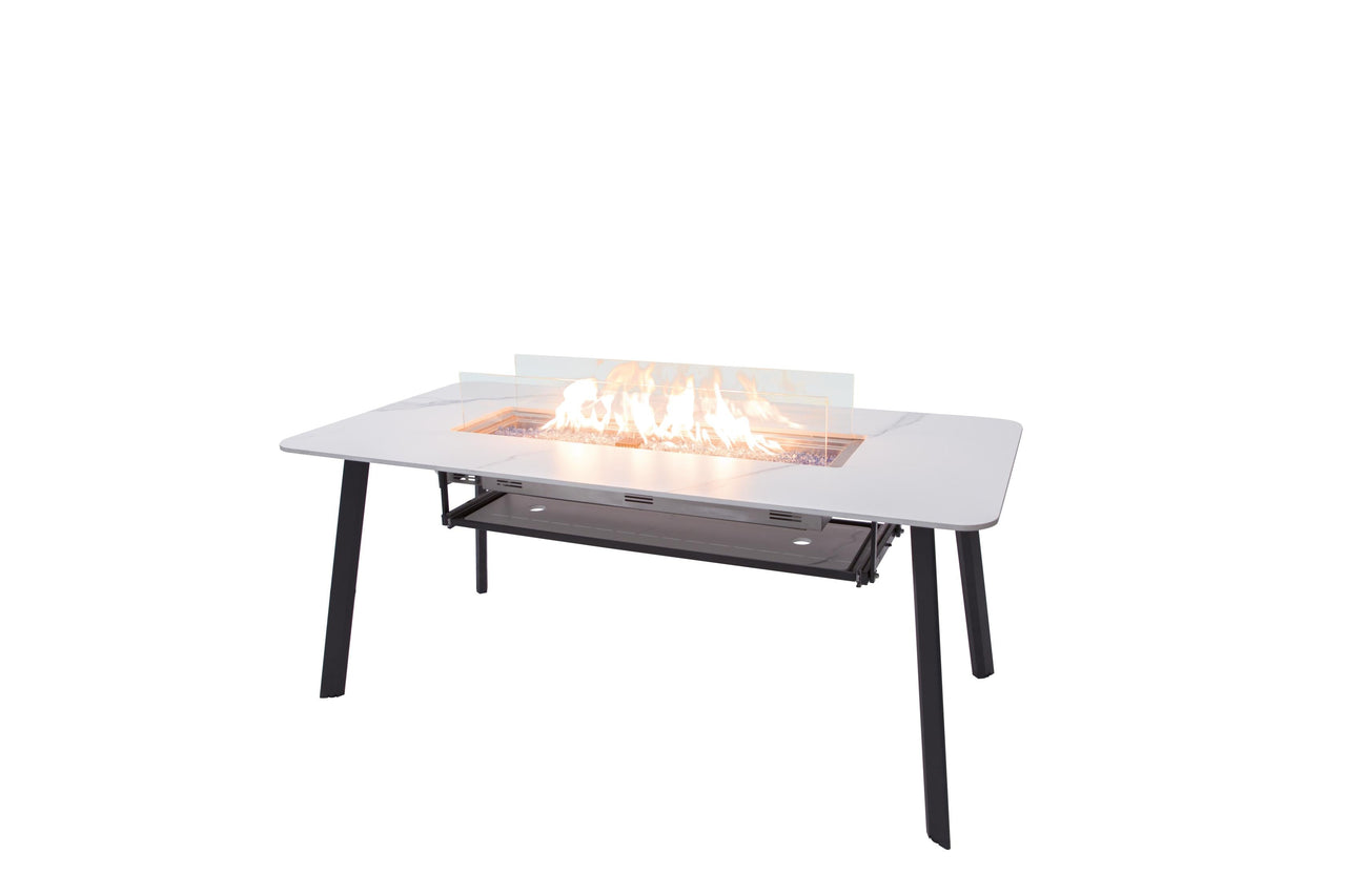 Elementi Plus Oslo Marble Porcelain Fire Pit Dining Table