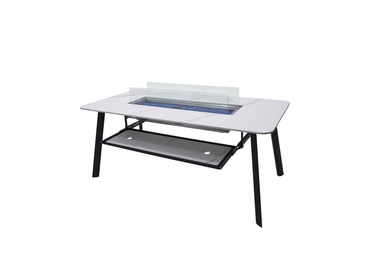 Elementi Plus Oslo Marble Porcelain Fire Pit Dining Table