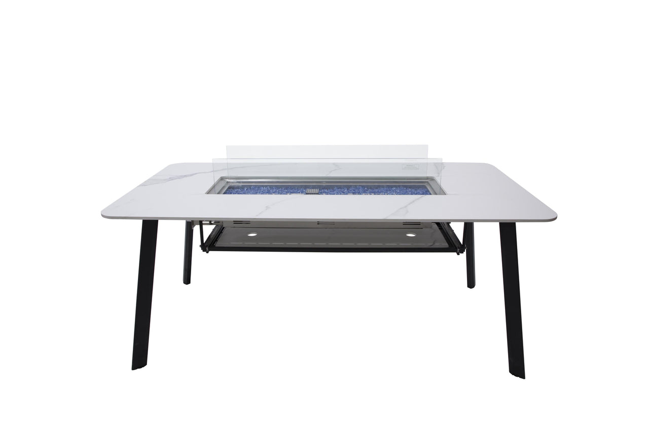 Elementi Plus Oslo Marble Porcelain Fire Pit Dining Table
