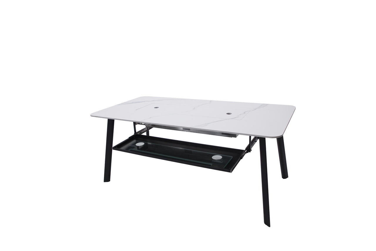 Elementi Plus Oslo Marble Porcelain Fire Pit Dining Table