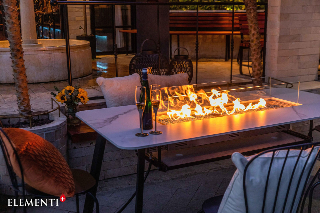Elementi Plus Oslo Marble Porcelain Fire Pit Dining Table
