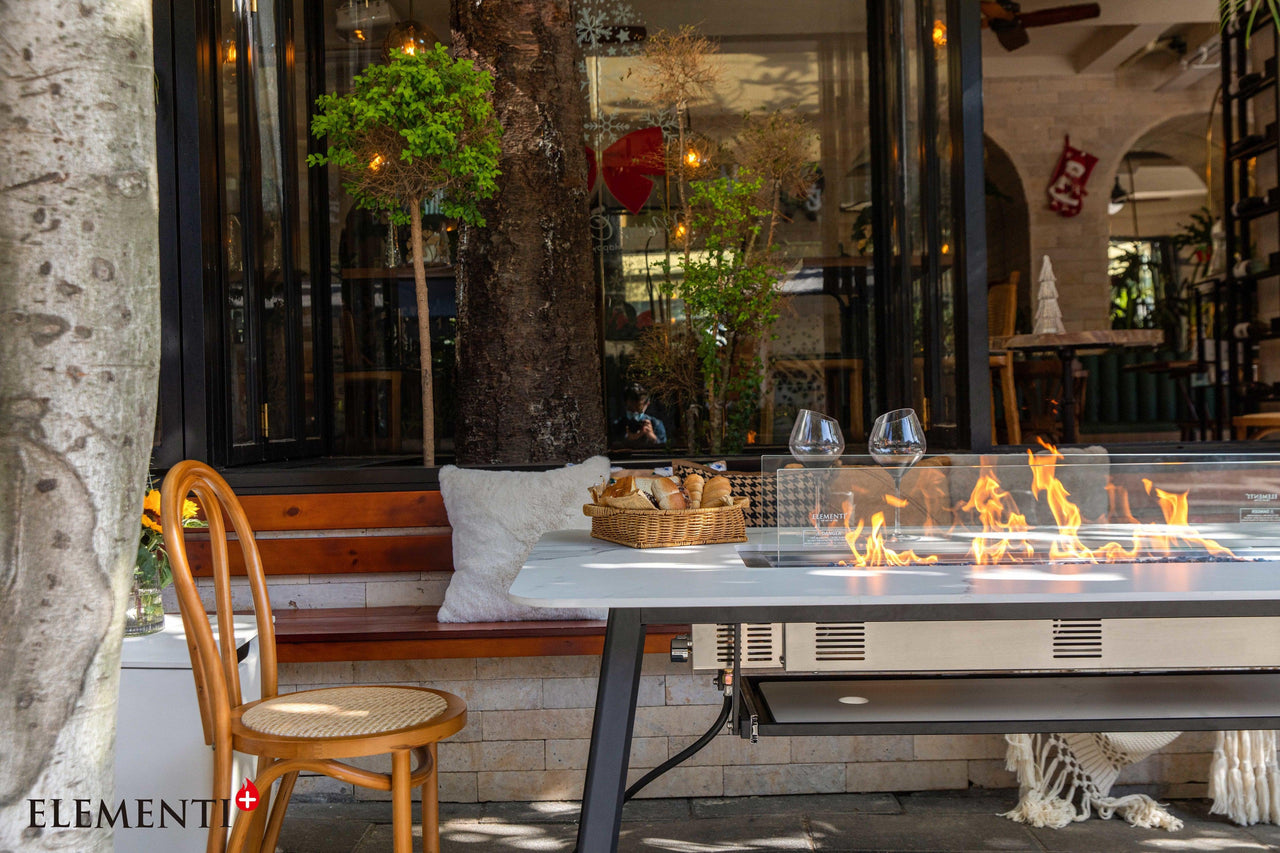 Elementi Plus Oslo Marble Porcelain Fire Pit Dining Table