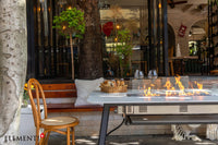 Thumbnail for Elementi Plus Oslo Marble Porcelain Fire Pit Dining Table