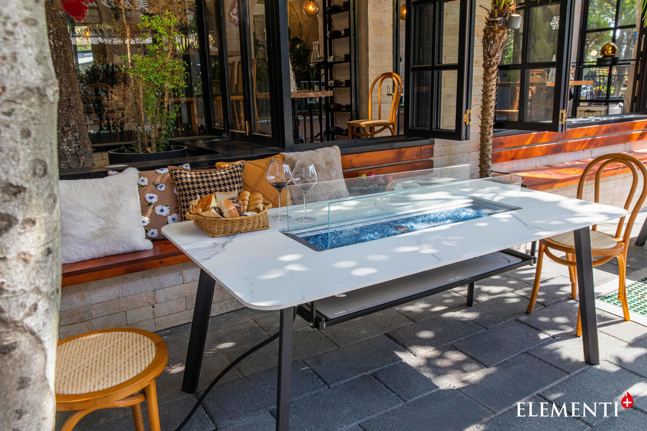Elementi Plus Oslo Marble Porcelain Fire Pit Dining Table