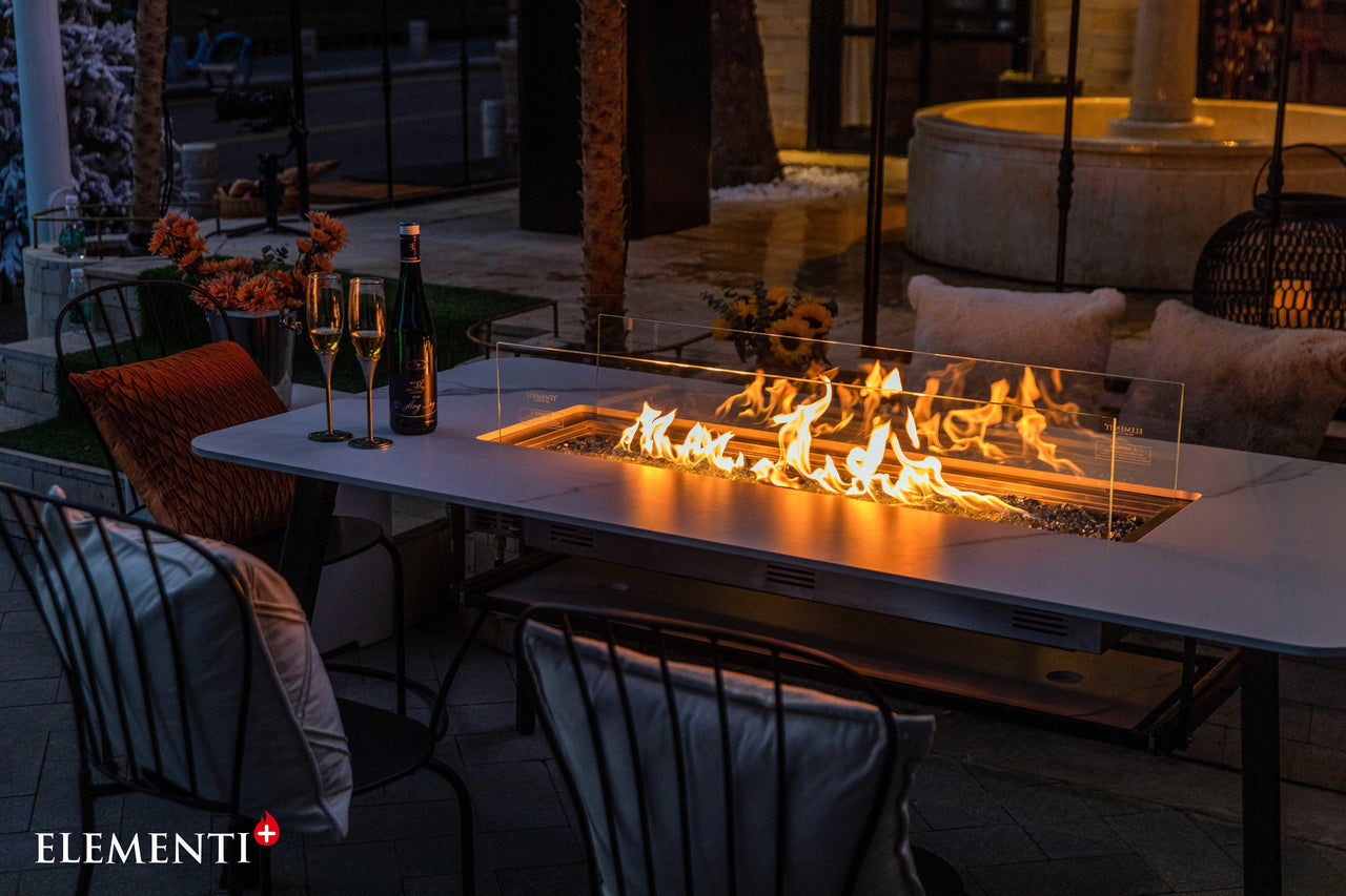 Elementi Plus Oslo Marble Porcelain Fire Pit Dining Table