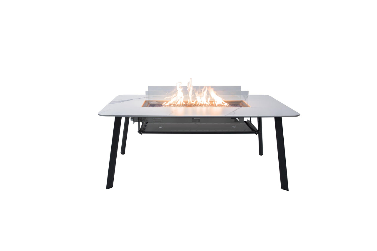 Elementi Plus Oslo Marble Porcelain Fire Pit Dining Table