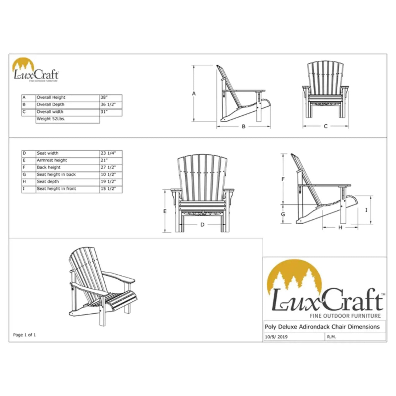 LuxCraft Deluxe Poly Adirondack Chair