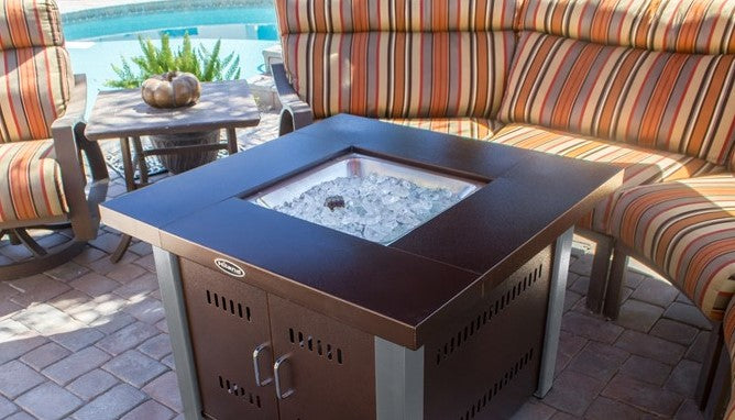 AZ Patio Heaters 38" Propane Bronze And Stainless Steel Finish Fire Pit