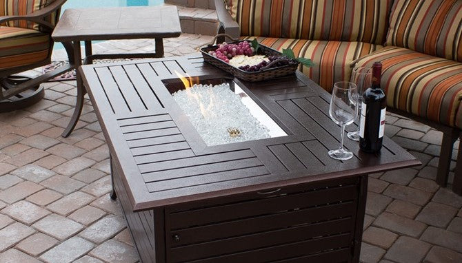 AZ Patio Heaters Rectangular Slatted Aluminum Fire Pit