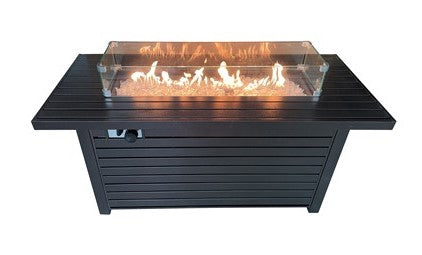 AZ Patio Heaters Rectangle Hammered Bronze Fire Pit With Wind Screen