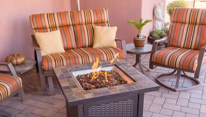 AZ Patio Heaters 30" Square Slate Tile Top Fire Pit