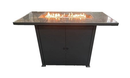AZ Patio Heaters Rectangular Bar Height Marble Top Fire Pit With Wind Screen