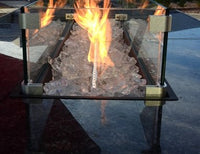 Thumbnail for AZ Patio Heaters Rectangular Bar Height Marble Top Fire Pit With Wind Screen