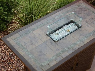 AZ Patio Heaters Rectangular Bar Height Tile Top Fire Pit With Wind Screen