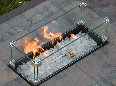 AZ Patio Heaters Rectangular Bar Height Tile Top Fire Pit With Wind Screen
