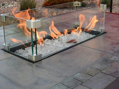 AZ Patio Heaters Rectangular Bar Height Tile Top Fire Pit With Wind Screen
