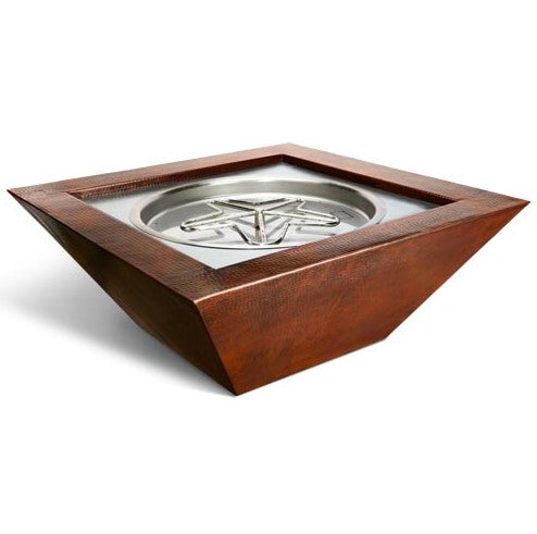 HPC Fire Sedona 40x40" Square Hammered Copper Gas Fire Pit