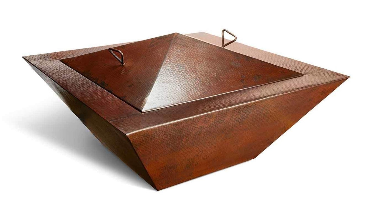 HPC Fire Sedona 40x40" Square Hammered Copper Gas Fire Pit
