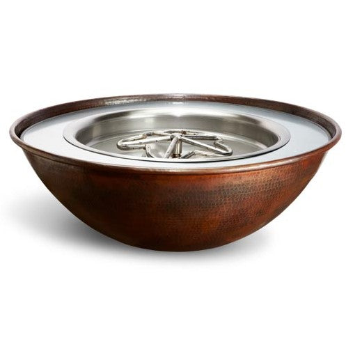 HPC Fire Tempe 31" Round Hammered Copper Gas Fire Bowl