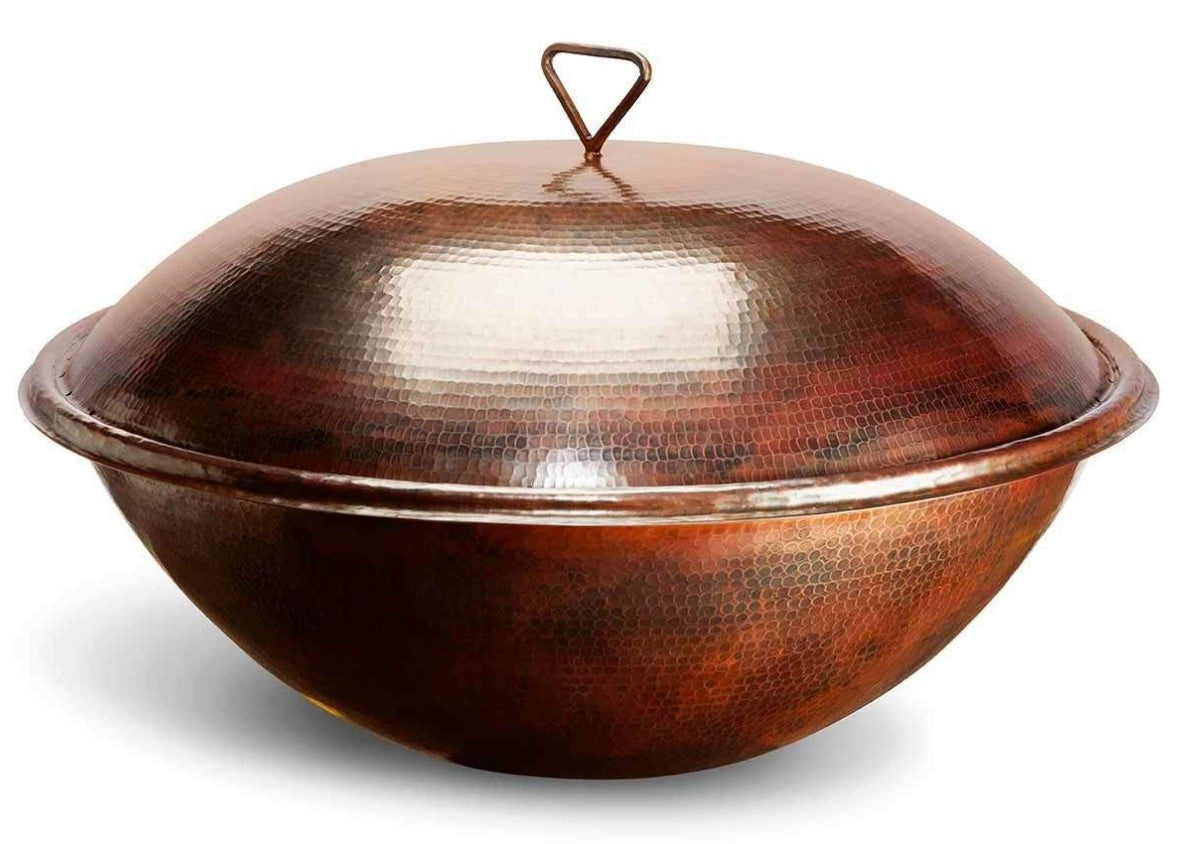 HPC Fire Tempe 31" Round Hammered Copper Gas Fire Bowl