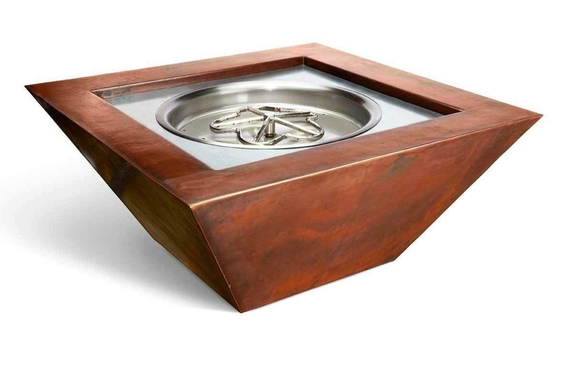 HPC Fire Sierra 36x36" Square Smooth Copper Gas Fire Pit Pit