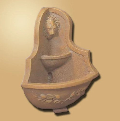 Giannini Garden Deruta Lion Corner Wall Fountain