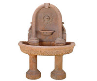 Thumbnail for Giannini Garden Robbiana Wall Outdoor Fountain with 2 Pedestals