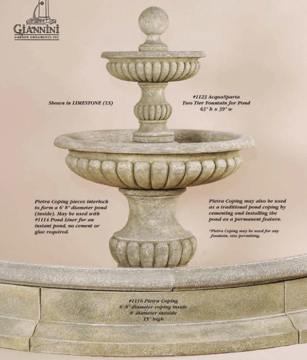 Giannini Garden Acqua Sparta Two Tier Outdoor Fountain For Pond