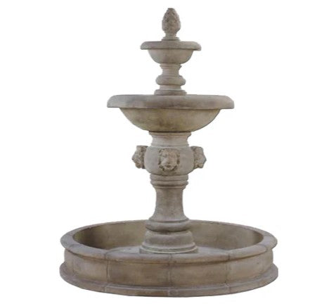 Giannini Garden Quattro Lion Two Tier Pond Fountain