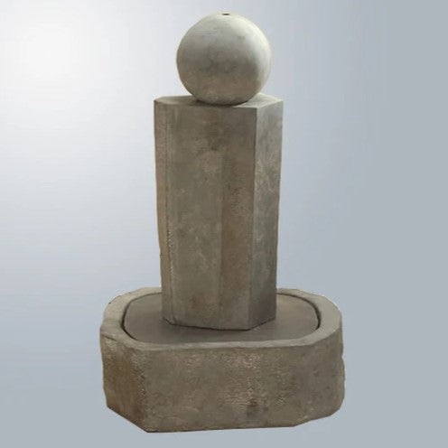 Giannini Garden Rock Pillar Fountain Short With Ball